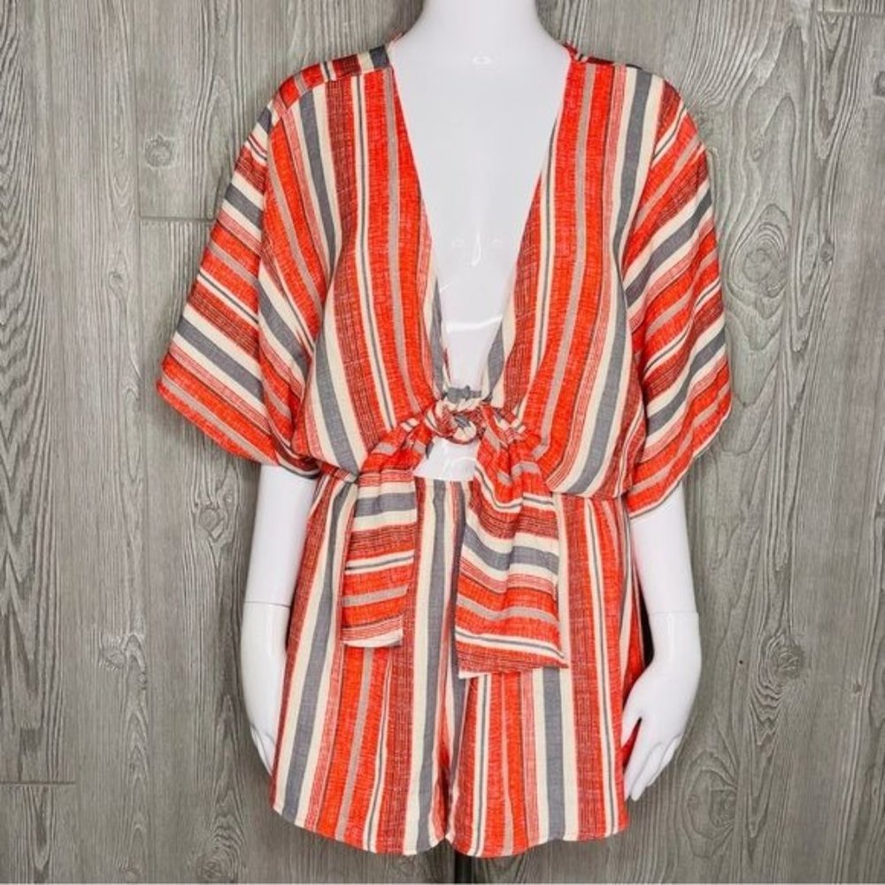 Lani California tie front short romper summer , beach , vacation cruise large